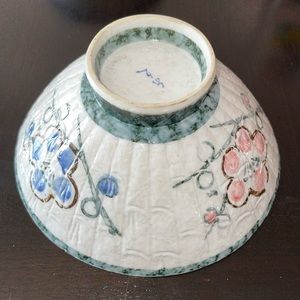 Nancy Pew Asian porcelain footed rice bowl hand painted signed Giftwares Japan